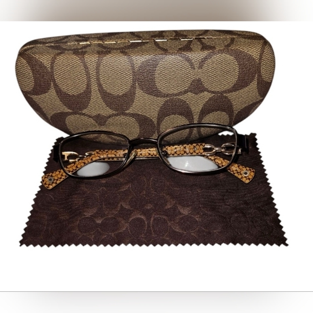 Coach HC 5054 (Faina) Satin Brown Dark Tortoise Gold Sig C Eyelasses Frames